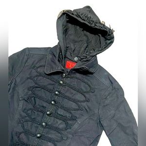 Tripp NYC Jacket Marching Band Zip Jacket Women Small Black Goth Emo Hooded